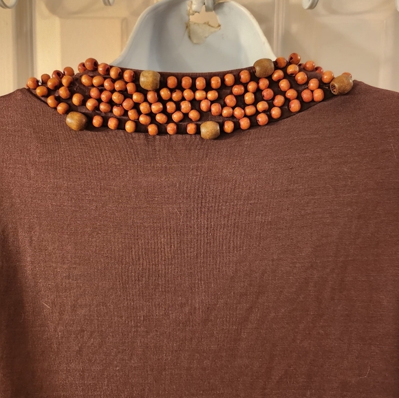 BCBGMAXAZRIA Wooden Beaded Silk Top - Picture 8 of 12